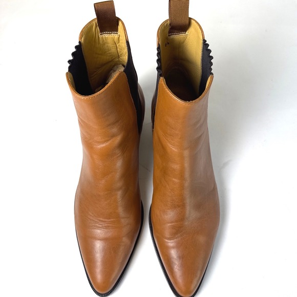 Jack Erwin Tan Leather Chelsea Boots Pointed Toe Made in Portugal Mens 8.5